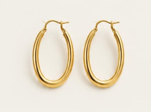 Gold-tone Oval Hoop Earrings
