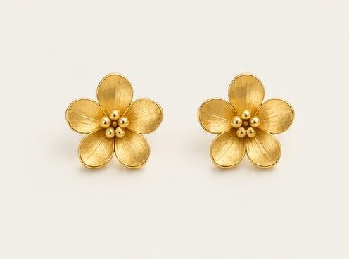 Gold-tone Flower Stud Earrings
